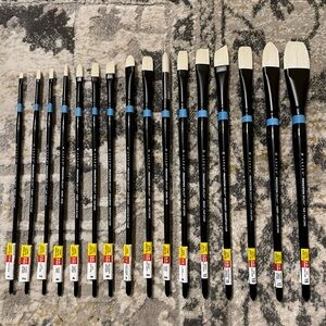 Professional Princeton Artist Paintbrush Set - Black, Blue, and Cream